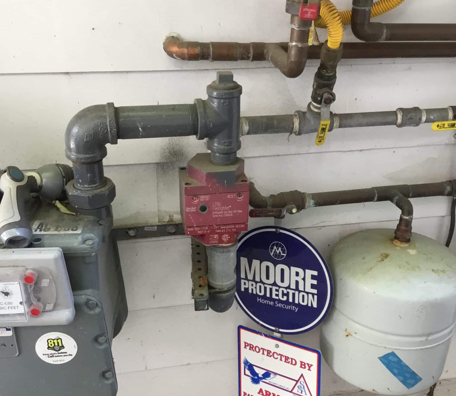 California earthquake gas shut off valve